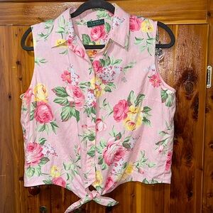 Lauren Pink Floral Top Medium